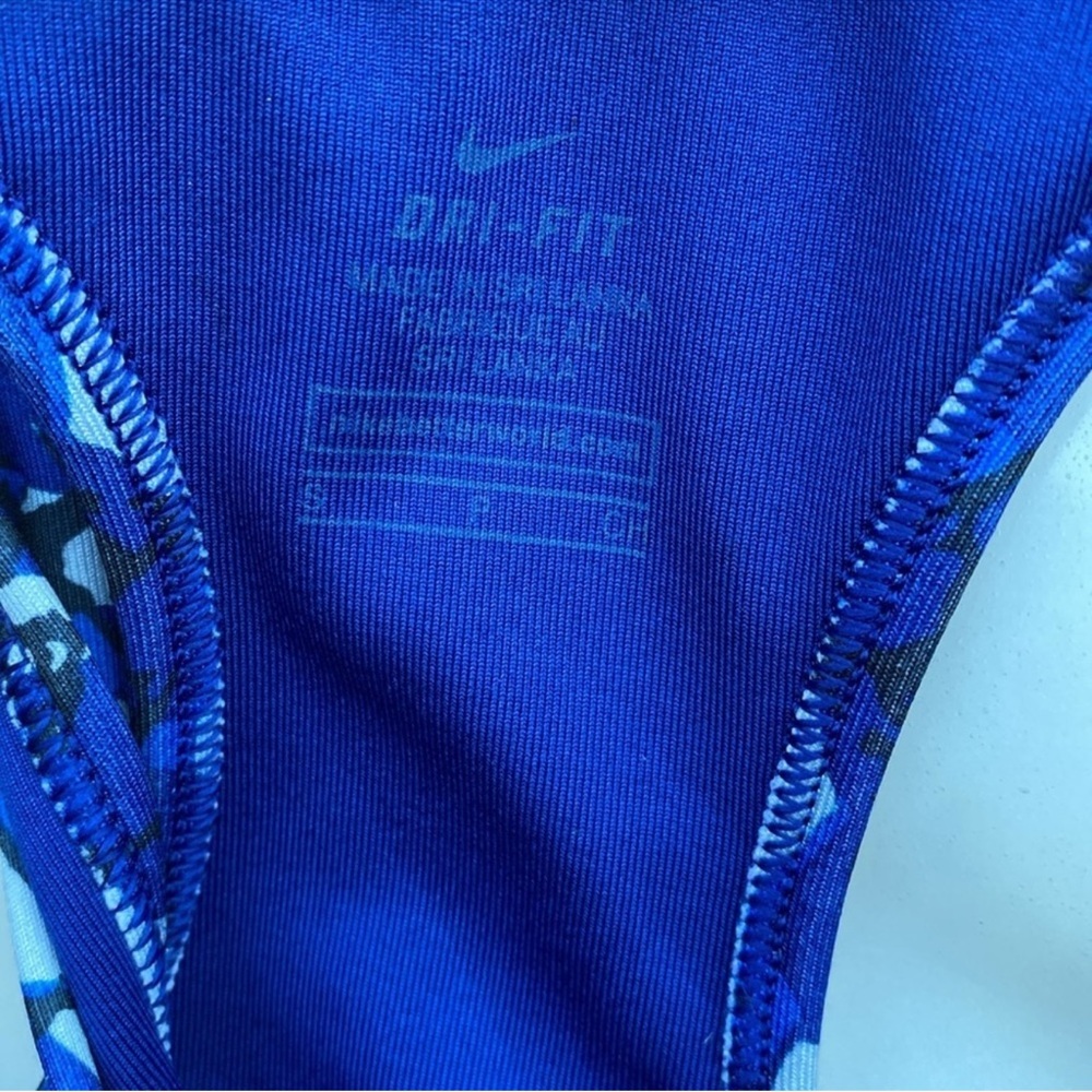 Nike Blue Abstract Geometric Graphic Medium Impact Sports Bra Size S - Picture 6 of 6